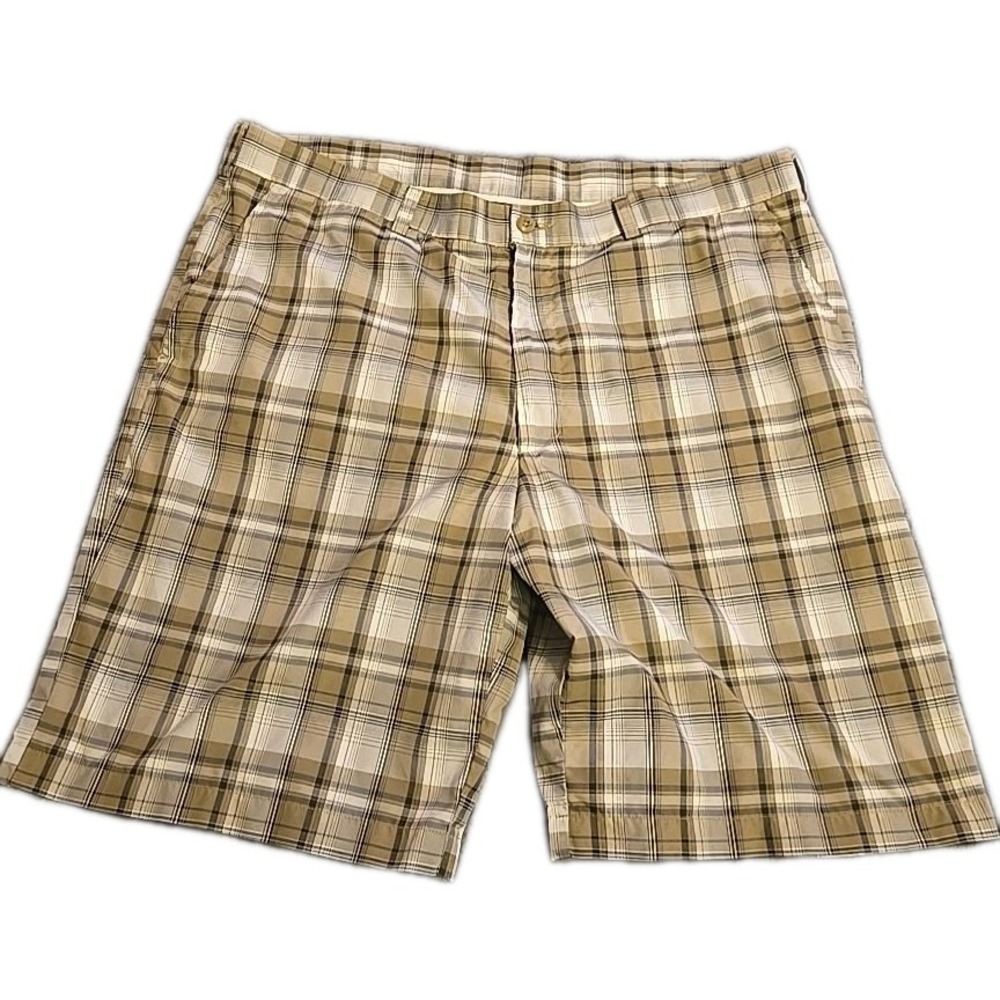 Ben Hogan Golf Shorts Mens 38 Plaid Beige Performance Stretch Lightweight Poly